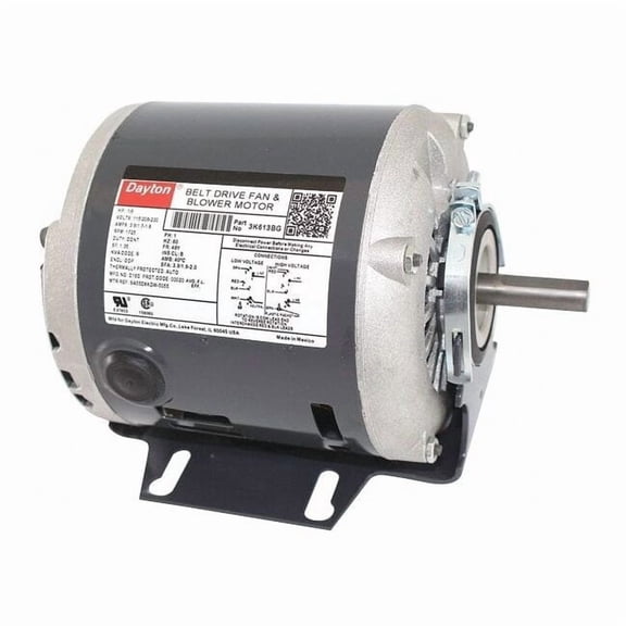 Split-Phase Belt Drive Motor, 1/6 HP, 48 Frame, 115/208-230V AC Voltage, 1,725 Nameplate RPM