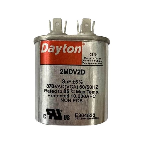 Dayton Run Capacitor,3 MFD,370V,Oval 2MDV2
