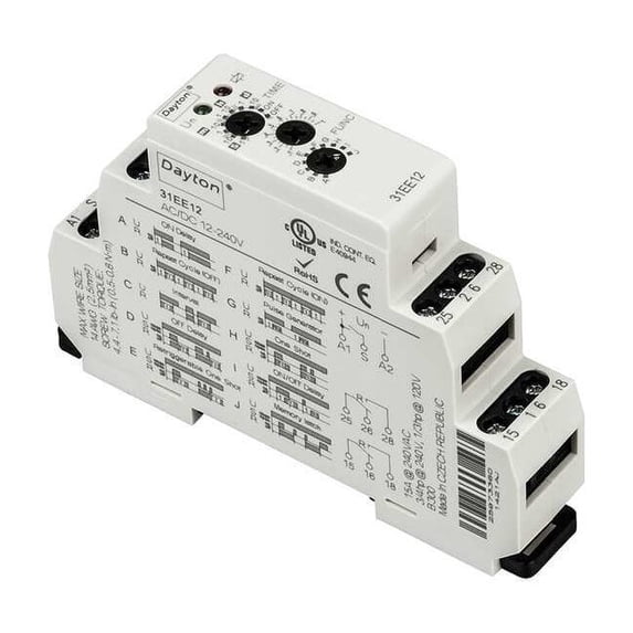 Dayton MultiFunTimeDelayRelay, 12 to 240V AC/DC 31EE12