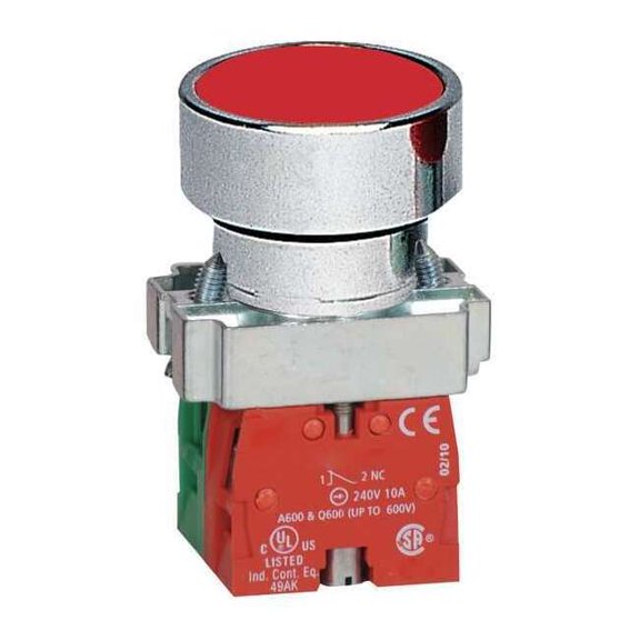 Dayton Push Button Operator, 22 mm, 1NO/1NC, Red 30G238