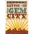 thumbnail image 1 of Dayton, Ohio, Skyline and Sunburst Screenprint Style (24x36 Giclee Gallery Art Print, Vivid Textured Wall Decor), 1 of 3