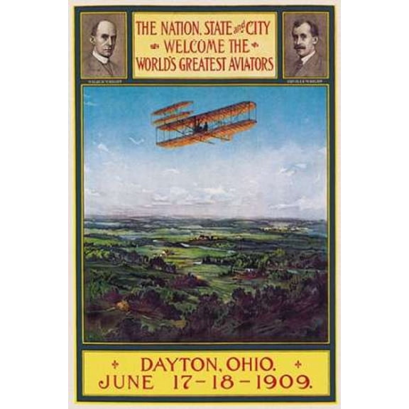 Dayton Ohio Welcomes the Wright Brothers Canvas Art - Walker Litho (12 x 18)