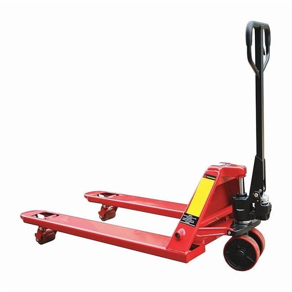 Pallet Jack, Steel, Load Capacity 5500 lb, 63 1/2 in x 27 in x 48 in, Red 490Z07
