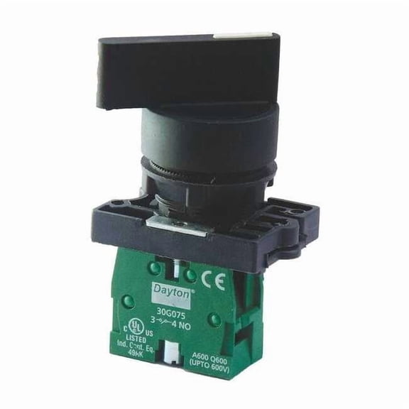 Dayton Non-Illum Selector Switch,1NO,No Key 30G266