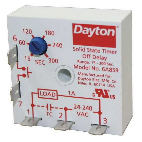 Dayton SinFunEncapTimingRelay, 240VAC, 5Pins 6A859