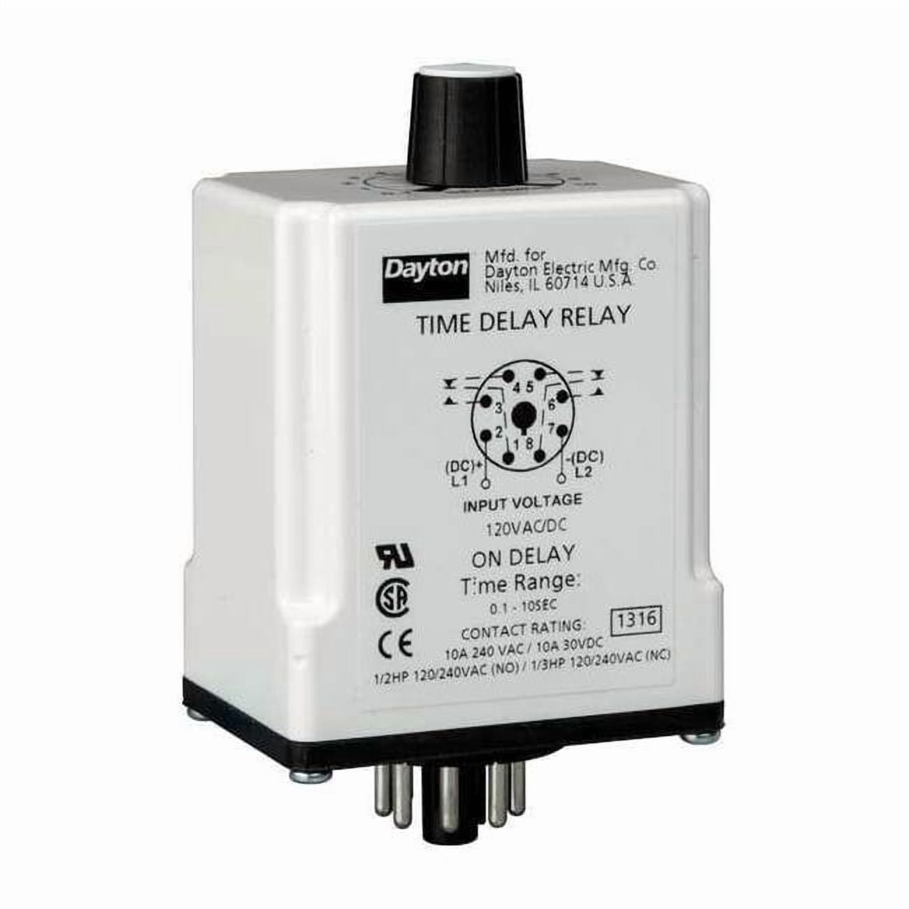 Single Function Time Delay Relay, Octal, On Delay, 1 Functions 120V AC ...