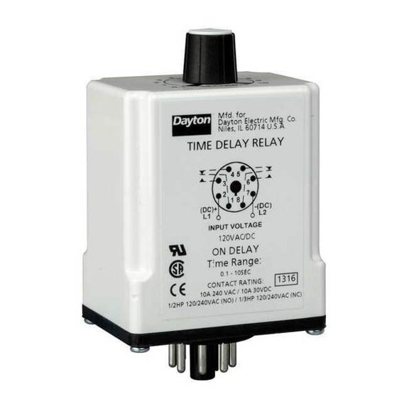Single Function Time Delay Relay, Octal, On Delay, 1 Functions 120V AC/DC, DPDT