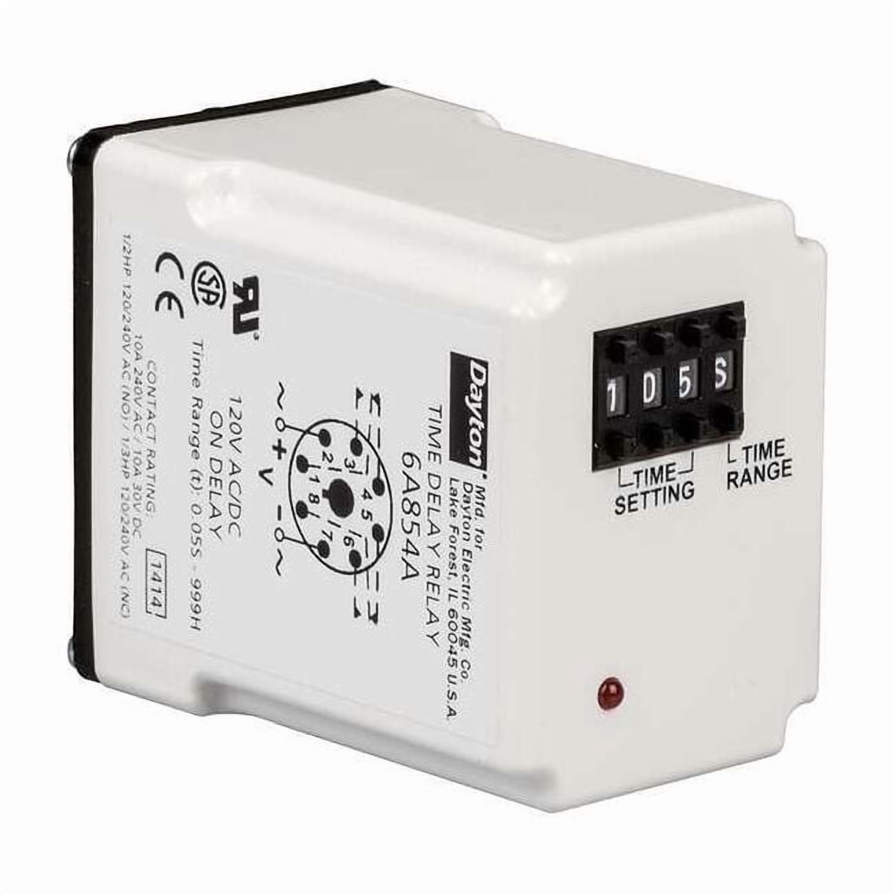 Single Function Time Delay Relay, Octal, On Delay, 1 Functions 120V AC/DC, DPDT 6A854