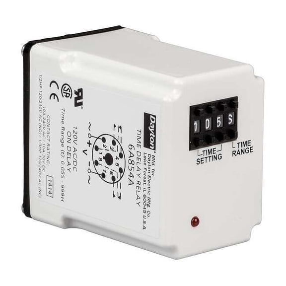 Single Function Time Delay Relay, Octal, On Delay, 1 Functions 120V AC/DC, DPDT