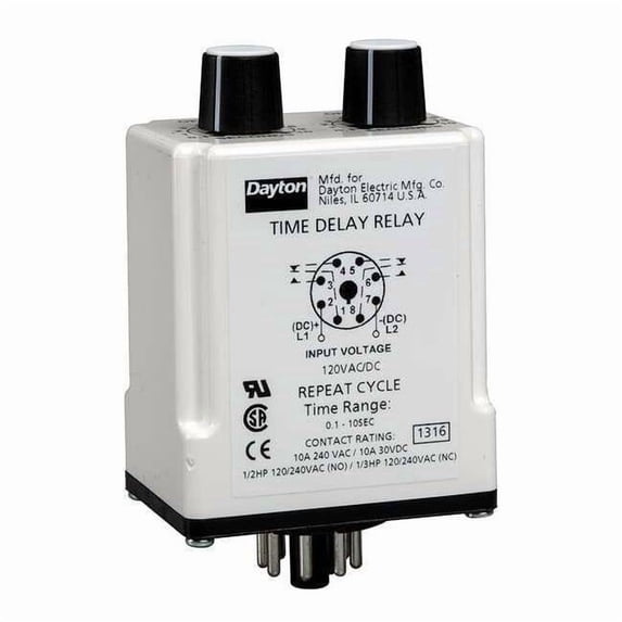 Dayton SinFunTimeDelayRelay, 12VDC, 8Pins 24EP30