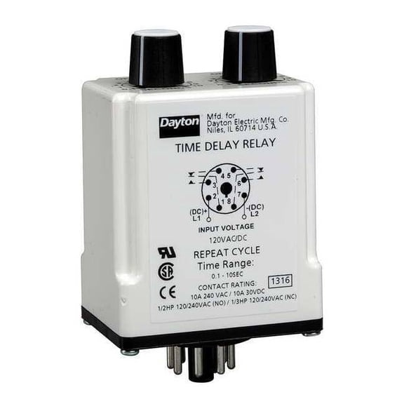 Single Function Time Delay Relay, Octal, Cycle On, 1 Functions 24V AC/DC, DPDT