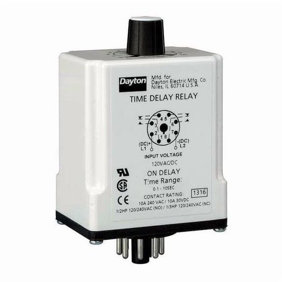 Single Function Time Delay Relay, Octal, On Delay, 1 Functions 24V AC/DC, DPDT 24EP09