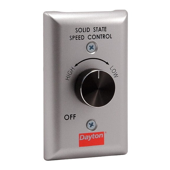 Dial Speed Control, 115V, 6 Amp, SPST, Brushed Aluminum Plate 48C172