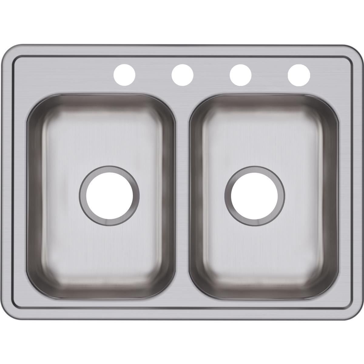 Stainless Steel Double Bowl Drop-In Kitchen Sink, 33" x 21"