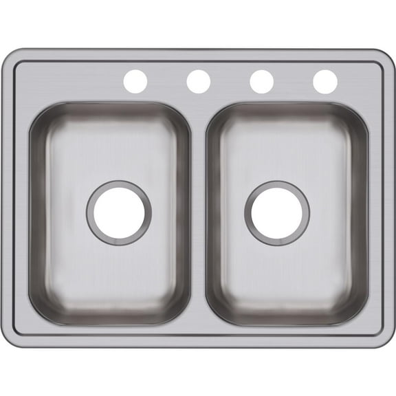 Dayton Stainless Steel 25" x 19" x 6-5/16", Equal Double Bowl Drop-in Sink, 5 Hole