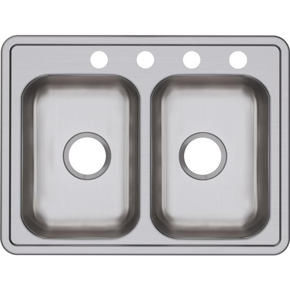 Dayton Stainless Steel 25" x 19" x 6-5/16", Equal Double Bowl Drop-in Sink, 5 Hole