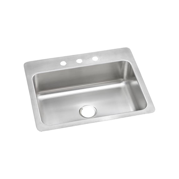 Dayton Stainless Steel 27" x 22" x 8", Single Bowl Dual Mount Sink, 3 Hole