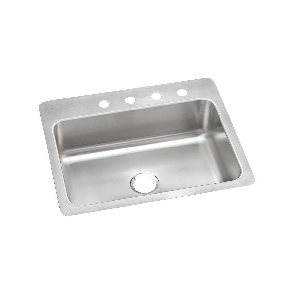 Dayton Stainless Steel 27" x 22" x 8", Single Bowl Dual Mount Sink, 4 Hole