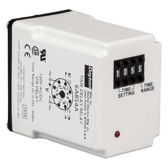 Dayton Time Delay Relay,240VAC,10A,DPDT,.05 sec  5DPZ6