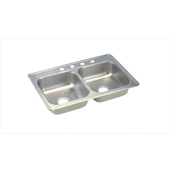 Dayton Top Mount Stainless Steel with 4 Holes Double Bowl Kitchen Sink