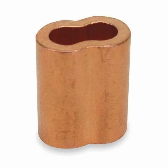 Wire Rope Oval Sleeve,3/16",Copper,PK 25 1DLE7