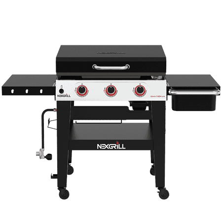 Daytona 3-Burner Propane Gas Grill 30 in. Flat Top Griddle in Black