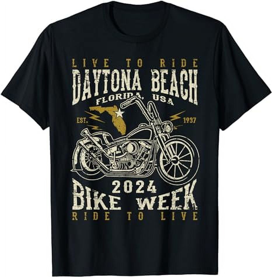 Daytona Beach Bike Week 2024 Motorcycle Distressed Design T-Shirt ...