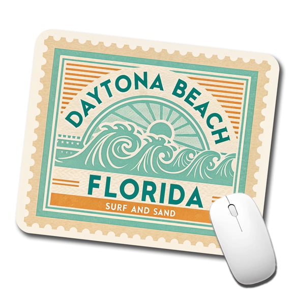 Daytona Beach FL Florida Surf and Sand Travel Vacation Stamp Mouse Pad Low Profile Gaming Mat