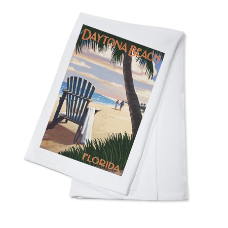 Daytona Beach, Florida, Adirondack Chair on the Beach (100% Cotton Tea Towel, Decorative Hand Towel, Kitchen and Home)