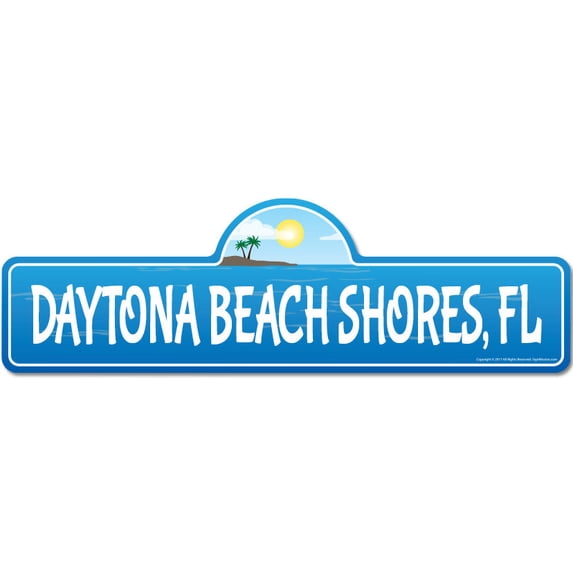 Daytona Beach Shores FL Florida Beach Street Sign | Indoor/Outdoor | Surfer Ocean Lover Décor For Beach House Garages Living Rooms Bedroom | Signmission Personalized Gift