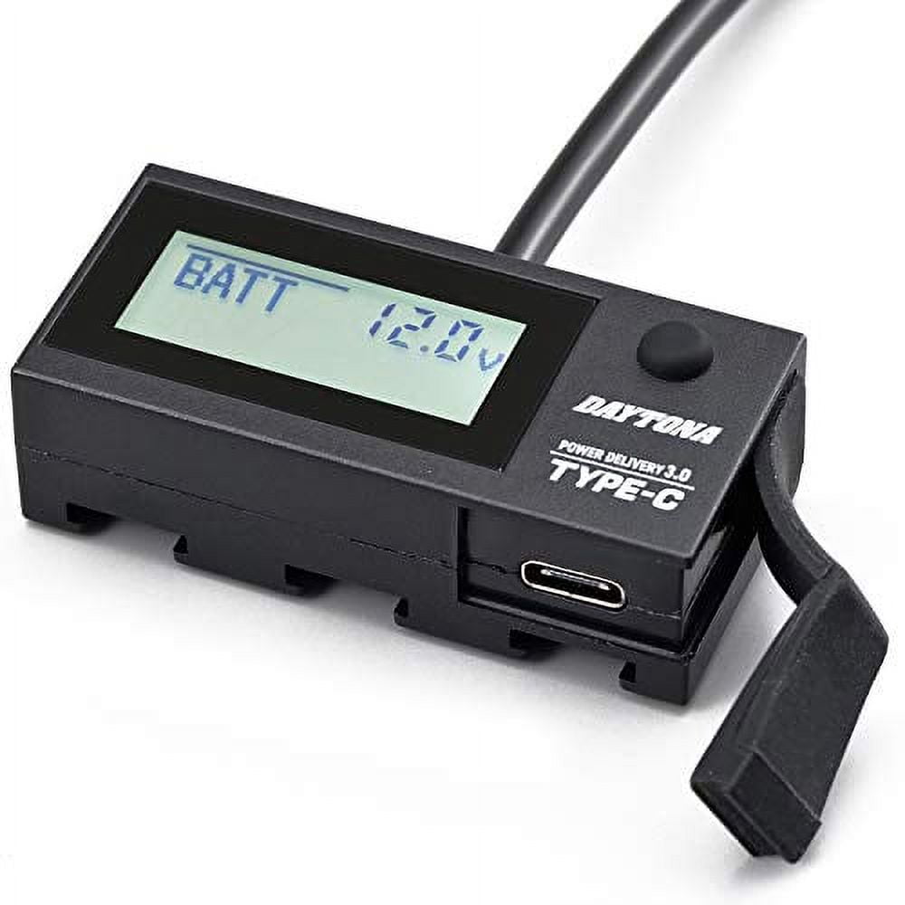 Daytona Bike USB Power & Voltmeter USB-C PD3.0 Compatible Quick Charge 18W  iPhone / Android Compatible Eplus Charger 17239// Battery