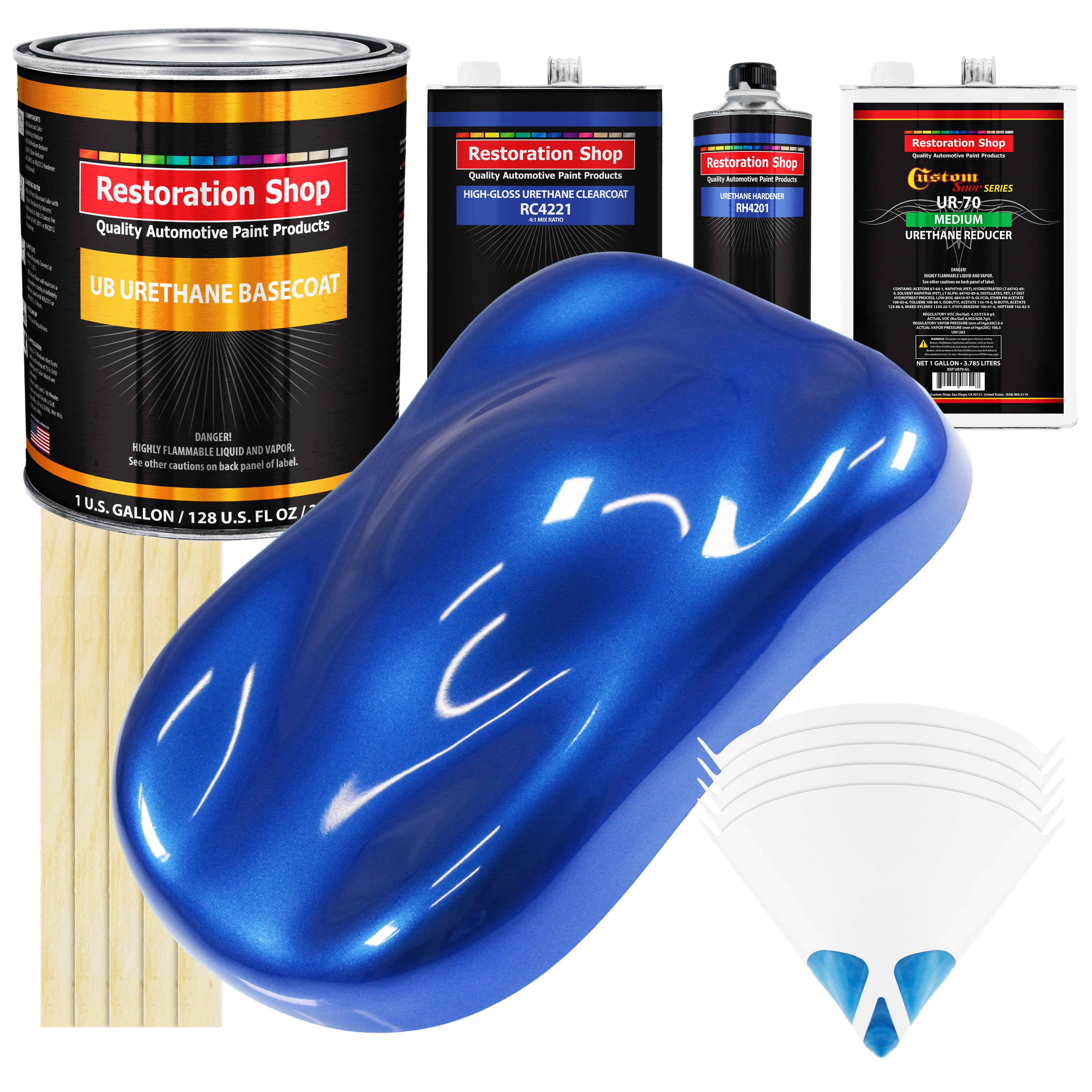 Custom Shop - Ice Blue Metallic - Hot Rod Flatz Flat Matte Satin Urethane  Auto Paint - Complete Quart Paint Kit - Professional Low Sheen Automotive