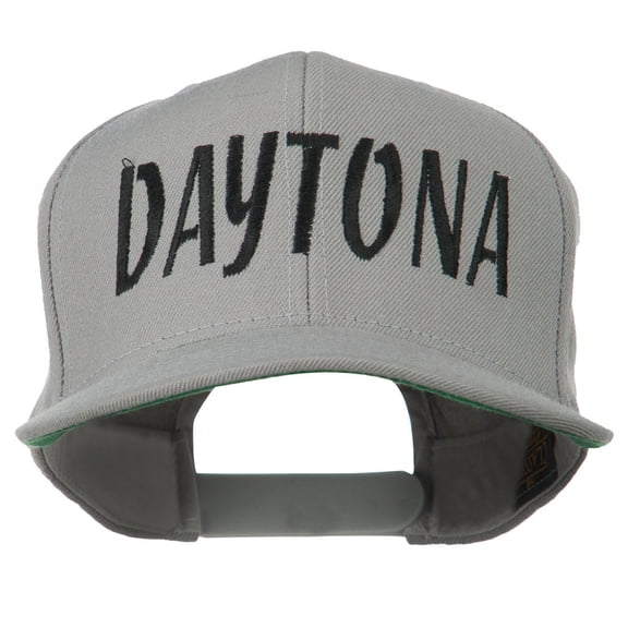 Daytona Embroidered Flat Bill Cap - Silver OSFM