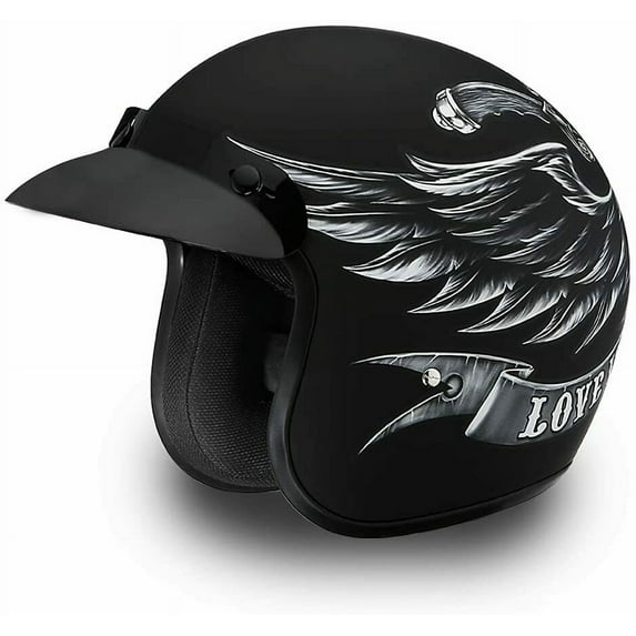 Daytona Helmets 3/4 Shell Open Face Motorcycle Helmet CRUISER - Love It - Quick Release 100% DOT Approved Large