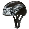 thumbnail image 1 of Daytona Helmets D6-SFS ‘Skull Cap’ with Silver Skull Flames Half Face Helmet Black, 1 of 6
