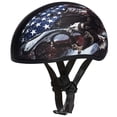 thumbnail image 1 of Daytona Helmets D6-USA ‘Skull Cap’ with USA Flag and Eagle Half Face Helmet Black, 1 of 6