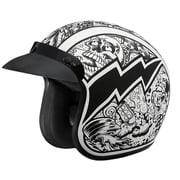 Daytona Helmets DC6-G  Cruiser  Graffiti White and Black   Open Face Helmet White