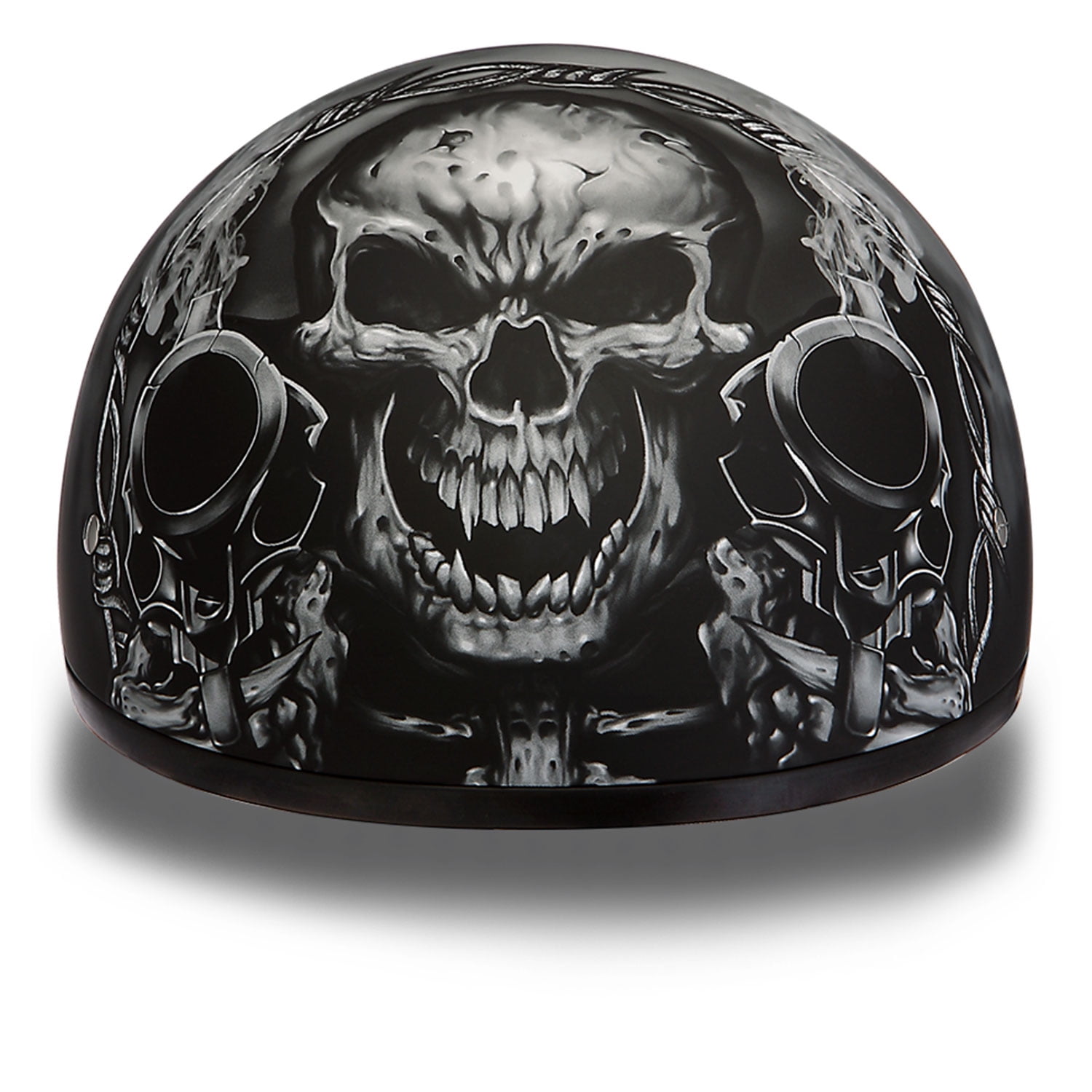 Daytona Helmets D6-WH Skull Cap 'Wild at Heart' Half Face Helmet - Black / X-Small