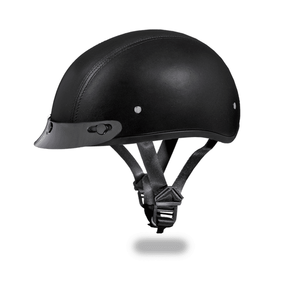 Daytona Helmets Slim Line Skull Cap D.O.T. Approved Half Shell Motorcycle Helmet With Visor