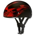 thumbnail image 1 of Daytona Helmets Slim Protective Motorcycle Half Helmet Skull Cap, Red, 1 of 6