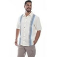 thumbnail image 1 of Daytona Mens Double Stripe Short Sleeve Shirt , Ivory Distressed - Large, 1 of 1