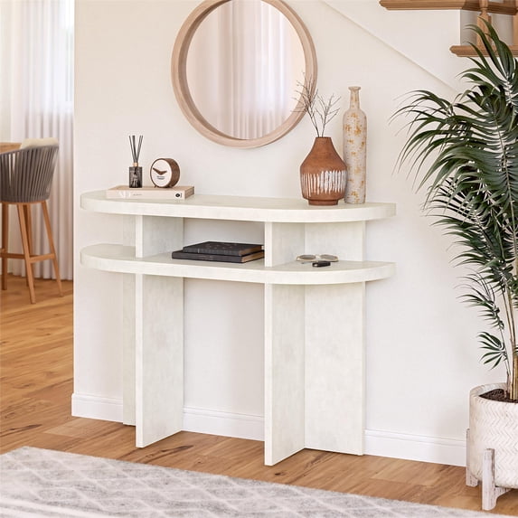 Daytona Modern Console Table, Faux Plaster