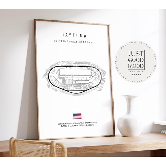 Daytona Racetrack USA Poster · Daytona International Speedway · Nascar Oval Classic · · Decorative Print, Modern Wall Decor , Poster Print Only