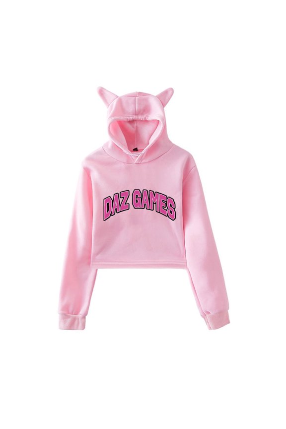 Cat Ear Hoodie Women Long Sleeve Pullover Casual Streetwear Crop Tops