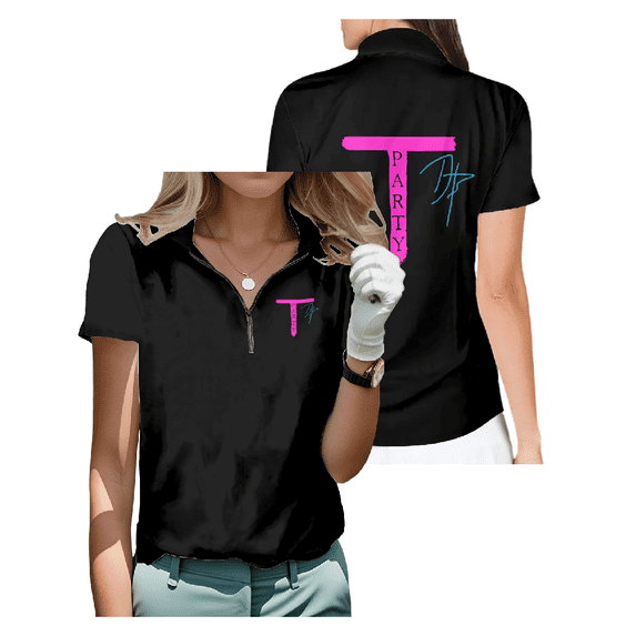 Daz Games Golf Shirt Women Short Sleeve Half Zip Sports Tops