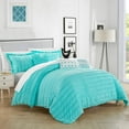 thumbnail image 1 of Daza 6 or 5 Piece Comforter Set Striped Ruched Ruffled Bedding, 1 of 11