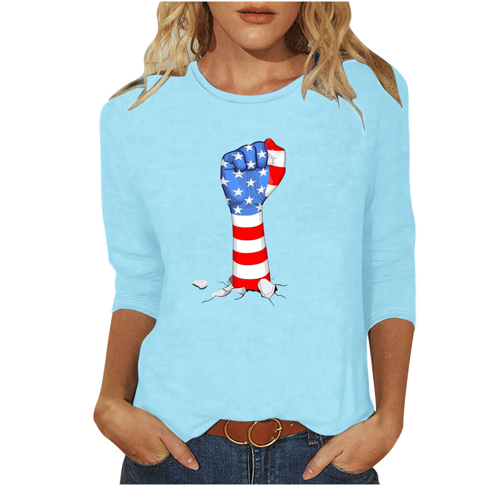 Dazajoo 4th of July T Shirts for Women American Flag Star Stripes ...