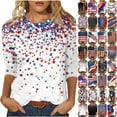 thumbnail image 1 of Dazajoo American Flag Shirts for Women 4th of July 3/4 Sleeve Tops 2o25 Independence Day Crew Neck Patriotic Blouses,Multicolor,S, 1 of 6