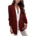 thumbnail image 1 of Dazajoo Blazers for Women Business Casual Suit Jacket Long Sleeve Lapel Suit Jackets 2024 Womens Fashion Open Front Solid Color Office Work Blazer Jacket,Wine,XL, 1 of 9