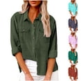 thumbnail image 1 of Dazajoo Button Down Shirts for Women with Pockets Cotton Linen Long Sleeve Blouses Casual Lapel Collar Tops,Purple,L, 1 of 8